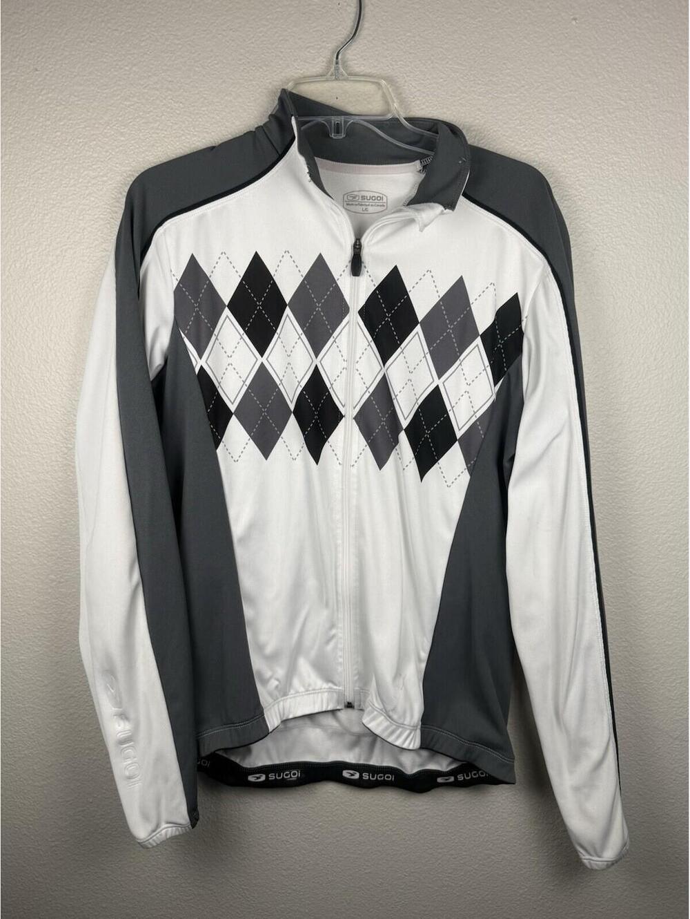 Sugoi Cycling Jacket Mens Large Argyle Full Zip Thermal Bike Jersey Made Canada